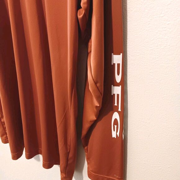 Columbia PFG Long Sleeve Fishing Shirt Rust Orange XLT/TGL Polyester - Picture 3 of 12